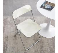 LIHDNGXM Sillas Plegables de acrílico, 1 Paquete, Capacidad de Peso 200 kg, Transparente, sin reposabrazos, Plegable, portátil, Estructura metálica, Silla Plegable(Off White)