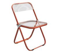 LIHDNGXM Sillas Plegables de acrílico, Panel de plástico y Estructura metálica cromada, Silla Plegable de acrílico Transparente, sin reposabrazos, apilable para Oficina(Orange Frame)