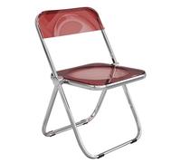 LIHDNGXM Sillas Plegables de acrílico, Panel de plástico y Estructura metálica cromada, Silla Plegable de acrílico Transparente, sin reposabrazos, apilable para Oficina(Crimson)