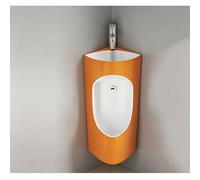 LIHDNGXM Urinario De Esquina De Cerámica con Lavabo Y Grifo, Antiderrames Y Antisalpicaduras, Descarga Automática Inteligente con Sensor, para Baño Y Hotel(Orange)
