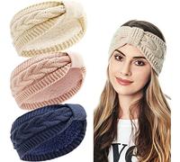 LIHELEI Diadema de Mujeres Invierno, Diadema de Punto con Calentador de Oreja Diademas Pelo Mujer Vendas Elasticas, Accesorio Pelo para Mujer - Azul marino, Rosa, Blanco