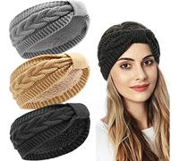 LIHELEI Diadema de Mujeres Invierno, Diadema de Punto con Calentador de Oreja Diademas Pelo Mujer Vendas Elasticas, Accesorio Pelo para Mujer - Negro, Gris, Marrón