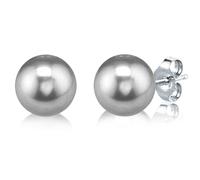 LIHELEI Pendientes de Perlas de Plata de Ley 925 para Mujer - 8 mm, Agua Dulce, Blancas y Grises - Regalo