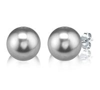 LIHELEI Pendientes de Perlas para Mujer, Pendientes de Perlas de Plata de Ley 925 con Perlas de 12 mm, Pendientes de Perlas Blancas de Agua Dulce, Regalo para Mujeres-Perla Gris-Plata