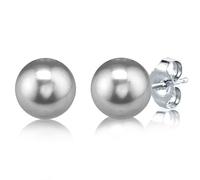 LIHELEI Pendientes de Perlas para Mujer, Pendientes de Perlas de Plata de Ley 925 con Perlas de 6 mm, Pendientes de Perlas Blancas de Agua Dulce, Regalo para Mujeres-Perla Gris-Plata