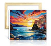 LiHEQING Kit de pintura al óleo sobre lienzo "Las Cinque Terre", pintura por números, cuadros para adultos, decoración de pared en casa, sin marco (30 x 40 cm)