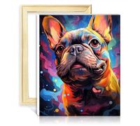 LiHEQING Lienzo decorativo para pared, pintura por números, bulldog francés, pintura al óleo para adultos, para decoración del hogar con marco (40 x 50 cm)
