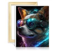 LiHEQING Pintura por números Corgi Dog Painting by Numbers Kits Adultos con pinceles y acrílico para decoración de pared del hogar Pintura con marco (40 x 50 cm)