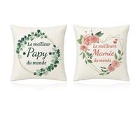 LIHIQIYA Cadeau Pour Papi et Mamie, 2er Housse de Coussin Lin (45 x 45 cm)