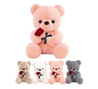 LIHIQIYA Oso de Peluche con Rosa, Regalos Día de la Madre 45cm Oso de Peluche Osito de Peluche Tierno Juguete de Peluche con Rosa Regalo de Sant Jordi Aniversario Cumpleaños Originales para Mujer Mamá