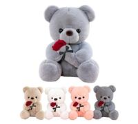 LIHIQIYA Oso de Peluche con Rosa, Regalos para Mujer 35cm Gris Osito Flores
