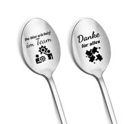 LIHIQIYA Pequeños regalos de agradecimiento para colegas, 2 cucharillas de café con grabado Du Bist Wichtig im Team, LieblingsKollegen Danke Team Geschenke Kollelegin Mitarbeiter Erzieher