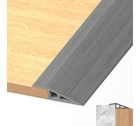 LIHIQIYA Perfil de Transición Autoadhesivo PVC Perfil, Transición Suelo Desnivel Autoadhesivo para Diferencia Tapajuntas Suelo Perfil de Unión para Suelos (Madera Gris, 5mm a 10mm, 2M)
