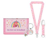 LIHIQIYA Regalo escolar para niñas y niños, monedero para niños y niñas, bolsa escolar para rellenar ideas, monedero con texto en alemán "Alles Gute zur Schulanfang Kinder Geschenke zum Schulanfang