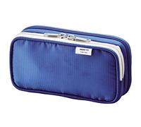 Lihit Lab Estuche doble, negro, 8,4 x 17,5 cm (A-7660-24), color azul 3.3" x 6.9"