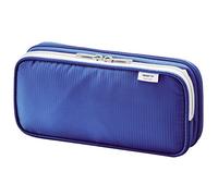 Lihit Lab Estuche doble, negro, 8,4 x 17,5 cm (A-7660-24), color azul 4.1" x 8.7"