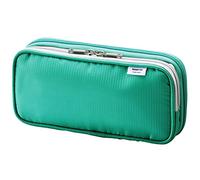 LIHIT LAB Estuche doble, negro, 8,4 x 17,5 cm (A-7660-24), color verde 4.1" x 8.7"