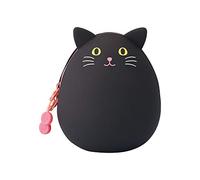 LIHITLAB PuniLabo Mini bolsa con cremallera, en forma de huevo, gato negro (A7782-3), mediano: 2.2 × 2.4 pulgadas