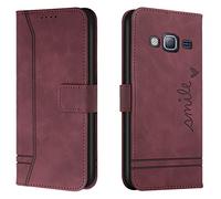 Lihondar Funda para Samsung Galaxy J2 Prime / G530, Carcasa Samsung J2 Prime / G530 con Tapa y Tarjetero Billetera, Capa Tipo Libro Flip Case Wallet, Telefono Cubrir Móvil Cover Piel Protector (Rojo)