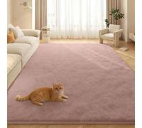 LIHUANE Alfombra Moderna 115 x 190 cm Lavable hasta 30 Grados Suave para Salón a Pelo Corto Súper Suave, Aspecto de Piel para Salón, Dormitorio, Adulto, Niño, Alfombra de Noche, Rosa Oscuro