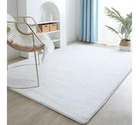 LIHUANE Alfombra Moderna 200 x 430 cm Lavable hasta 30 Grados Suave para Salón a Pelo Corto Súper Suave, Aspecto de Piel para Salón, Dormitorio, Adulto, Niño, Alfombra de Noche, Blanco