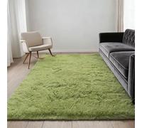 LIHUANE Alfombra Moderna y Mullida 110 x 130 cm Minimalista, Natural Alfombras Grandes Alfombra Pelo Largo Lavable hasta 30 Grados para Salón Habitación de Los Niños Dormitorio, Verde