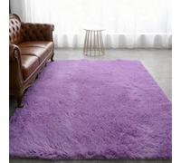 LIHUANE Alfombra Moderna y Mullida 140 x 230 cm Minimalista, Natural Alfombras Grandes Alfombra Pelo Largo Lavable hasta 30 Grados para Salón Habitación de Los Niños Dormitorio, Morado
