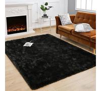 LIHUANE Alfombra Mullida 170 x 190 cm Minimalista, Natural Basic Alfombra Algodon Fácil Cuidado para Salón Dormitorio Baño Sofá Silla Cojín, Negro