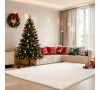 LIHUANE Alfombra Mullida 350 x 400 cm Parte Inferior Antideslizante Esponjosa Alfombras Lavable hasta 30 Grados para La Decoración de Salas de Estar y Dormitorios, Blanquecino