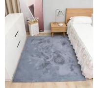 LIHUANE Alfombra Salón 210 x 250 cm Lavable y Antideslizante Alfombra Salon Furry Mullida de Pelo Corto para Salón, Dormitorio, Adulto, Niño, de Noche, Gris