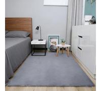 LIHUANE Alfombra Salón Pelo Corto 210 x 390 cm Lavable y Antideslizante Alfombra Salon Furry Súper Suave, Aspecto de Piel para Salón, Dormitorio, Adulto, Niño, de Noche, Gris