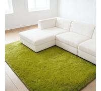 LIHUANE Alfombras Pelo Largo Alfombra 100 x 370 cm Minimalista, Natural Basic Alfombra Algodon para Niñas, Suave y Esponjosa para Dormitorio, Comedor, Pasillo y Habitación, Verde
