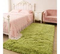 LIHUANE Alfombras Pelo Largo Alfombra 100 x 370 cm Muy Suave Fácil Cuidado Alfombra Grande Suave Lavable hasta 30 Grados para Salón Habitación de Los Niños Dormitorio, Verde