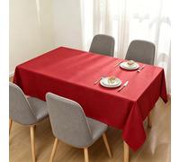 LIHUANE Mantel Mesa Rectangular 135 x 145 cm Rectangular Efecto Lino Mantel de Poliéster Repelente Al Agua Protege La Mesa para Cocina, Cumpleaños, Festivos, Picnic, Jardín, Rojo