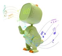 LiieyPet Despertador digital para niños, tres alarmas, despertador de dinosaurio con forma variable, función de repetición, temporizador nocturno, 6 despertadores, brillo y volumen ajustables (verde)