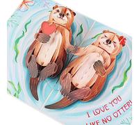 Liif Otter - Tarjeta de aniversario 3D desplegable para esposa, marido, pareja, divertida tarjeta de cumpleaños para novia, novio, con nota de mensaje y sobre, tamaño 7 x 5 pulgadas