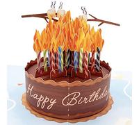 Liif Tarjeta de cumpleaños divertida de pastel de cumpleaños en llamas, tarjeta de cumpleaños emergente 3D, tarjeta de feliz cumpleaños para hombres, mujeres, ella, él, marido, esposa, con nota de