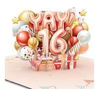 Liif Tarjeta de feliz cumpleaños número 16 para niña, hija, nieta, sobrina, dulce dieciséis y tarjeta de cumpleaños de 16 años