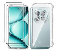 LiiLaa Para Xiaomi Redmi Note 15 Pro Plus 5G para cristal blindado con funda, 2 protectores de pantalla y 1 funda para teléfono móvil, cristal protector de dureza 9H, carcasa fina de silicona TPU para