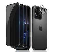 Liilaa Protector de Pantalla de Privacidad para iPhone 16 Pro, 2 Piezas Anti Espía Protector Pantalla y 1 Juego Individuo Protectores de Lente de Cámara, 9H Dureza Anti Spy Vidrio Templado