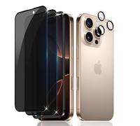 Liilaa Protector de Pantalla de Privacidad para iPhone 16 Pro Max, 2 Piezas Anti Espía Protector Pantalla y 1 Juego Individuo Protectores de Lente de Cámara, 9H Dureza Anti Spy Vidrio Templado