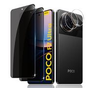 Liilaa Protector de Pantalla de Privacidad para Xiaomi Poco F7 Pro/Poco F7 Ultra, 2 Piezas Anti Espía Protector Pantalla y 2 Piezas Protectores de Lente de Cámara, 9H Dureza Anti Spy Vidrio Templado