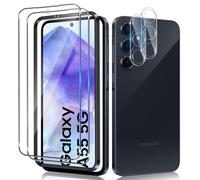 Liilaa Protector de Pantalla para Samsung Galaxy A55 5G, 2 Piezas Cristal Templado y 2 Piezas Protector de Lente de Cámara, Anti Arañazos Dureza 9H Vidrio Templado