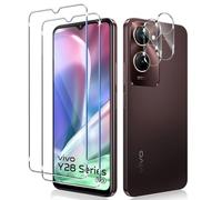 Liilaa Protector de Pantalla para Vivo Y28s / Vivo Y03, 2 Piezas Cristal Templado y 2 Piezas Protector de Lente de Cámara, Anti Arañazos Dureza 9H Vidrio Templado