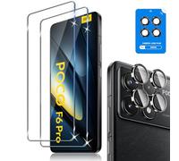 Liilaa Protector de Pantalla para Xiaomi POCO F6 Pro, 2 Piezas Cristal Templado y 1 Piezas Protector de Lente de Cámara, Anti Arañazos Dureza 9H Vidrio Templado