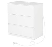 Liink1Ga Cómoda Blanca Dormitorio con 3 Cajones&Enchufes 70x40x75CM