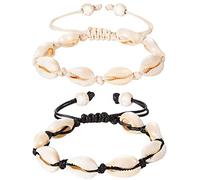 Liitata 2 piezas conchas tobilleras conchas pulsera concha natural Kauri concha tobillera hecha a mano Boho tobillera ajustable verano hawaii playa joyas para mujeres niñas blanco negro