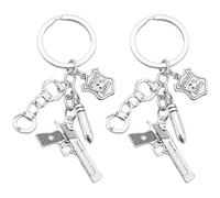 Liitata 2 piezas Esposas Llavero Pistola Bala Llavero Colgante Estilo Policia Llavero para Amigo Familia Cumpleaños