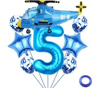 Liitata 5. Helicóptero de cumpleaños, decoración de fiesta de cumpleaños, globos aeroplane, juego de globos azules, número 5, globos grandes, helicóptero para niños, cumpleaños o fiestas