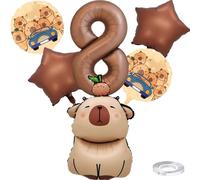 Liitata 8. Capybara Cumpleaños Fiesta Decoración Set Café Número 8 Grandes Globo Para Niños
